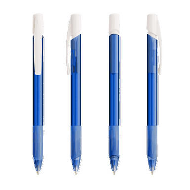 BIC Media Clic Grip Ballpoint Pen - Frosted Dark Blue/Frosted White