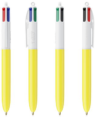 BIC 4 Farben Kugelschreiber mit Lanyard - Weiß/gelb