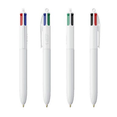 BIC 4 Colours Ballpoint Pen with Lanyard - White