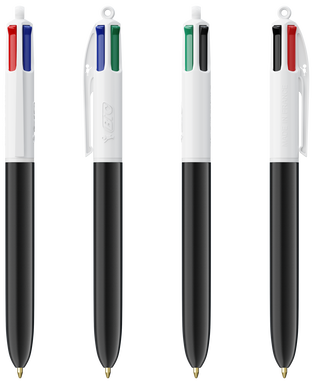 BIC 4 Farben Kugelschreiber mit Lanyard - Weiß/schwarz