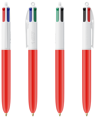 BIC 4 Farben Kugelschreiber mit Lanyard - Weiß/rot