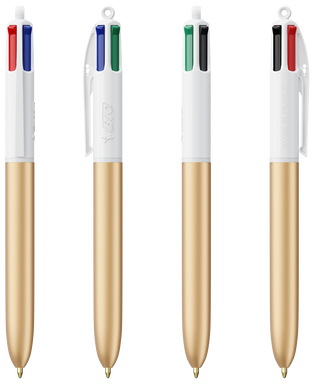 BIC 4 Colours Ballpoint Pen Glacé - Gold Glacé - White