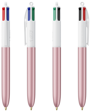 BIC 4 Colours Ballpoint Pen Glacé - Pink Glacé - White