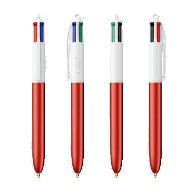Stylo bille BIC 4 couleurs Glacé - Glacé rouge - Blanc