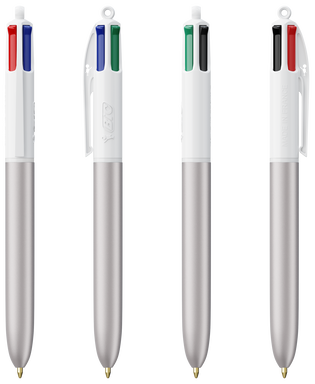 BIC 4 Colours Ballpoint Pen Glacé - Silver Glacé - White