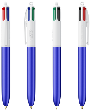 BIC 4 Colours Ballpoint Pen Glacé - Blue Glacé - White