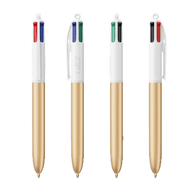 BIC 4 Colours Glacé ballpoint pen with lanyard - Gold Glacé - White