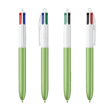 BIC 4 Colours Glacé ballpoint pen with lanyard - Green Glacé - White