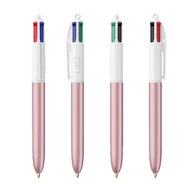 BIC 4 Colours Glacé ballpoint pen with lanyard - Pink Glacé - White
