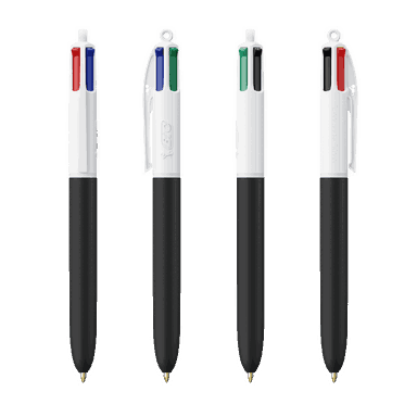 Stylo bille BIC 4 couleurs Soft - Blanc - Noir doux