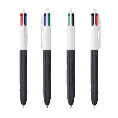 BIC 4 Colours Ballpoint Pen Wood Style - White - black wood
