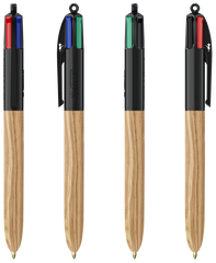 Stylo bille BIC 4 couleurs Style Bois