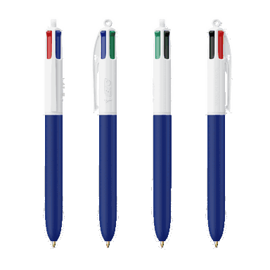 BIC 4 Farben Kugelschreiber Soft mit Lanyard - Weiß - Marineblau weich