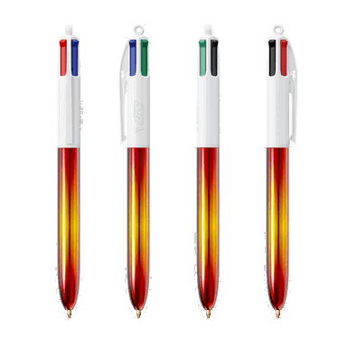 BIC 4 Colours Ballpoint Pen Flags Collection - Red - yellow - red
