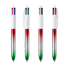 BIC 4 kleuren balpen Flags Collection met lanyard