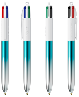 BIC 4 Colours Ballpoint Pen Bicolor - Turquoise/Silver