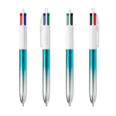 BIC 4 Colours Ballpoint Pen Bicolor - Turquoise/Silver