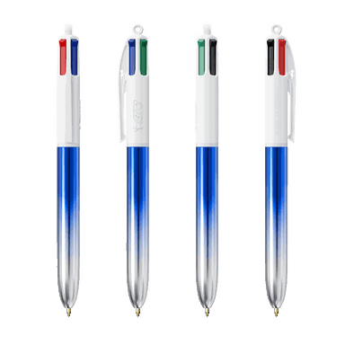 BIC 4 Colours Ballpoint Pen Bicolor - Blue/Silver