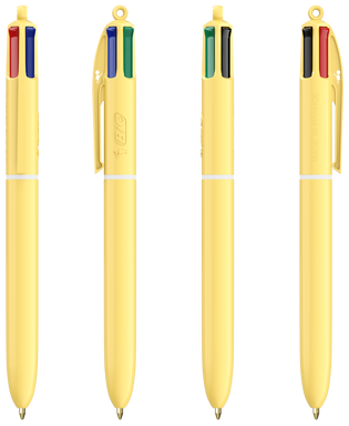 BIC 4 Colours Ballpoint Pen Pastel - Pastel Yellow