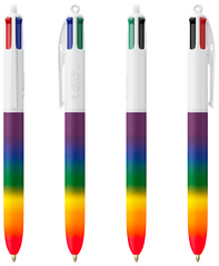 BIC 4 kleuren balpen Rainbow Decor met lanyard