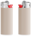 BIC J25 aansteker mini - Warm grijze houder - witte basis - rood drukknopje  - chroomkap