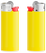 BIC J25 aansteker mini - Lichtgele houder - witte basis - rood drukknopje  - chroomkap