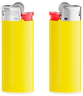 Portaobjetos amarillo claro - base blanca - botón rojo - capuchón cromado