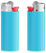 BIC J25 aansteker mini - Lichtblauwe houder - witte basis - rood drukknopje  - chroomkap