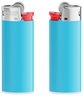 Soporte azul claro - base blanca - botón rojo - capuchón cromado