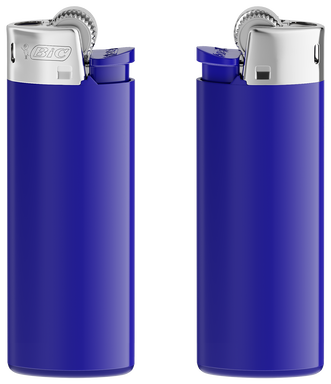 Encendedor BIC J25 mini - Soporte azul oscuro - base - pulsador - capuchón cromado