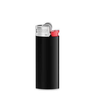 BIC J25 aansteker mini - Zwarte houder / witte basis / rood drukknopje  / chroomkap