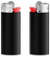 BIC J25 aansteker mini - Zwarte houder / witte basis / rood drukknopje  / chroomkap