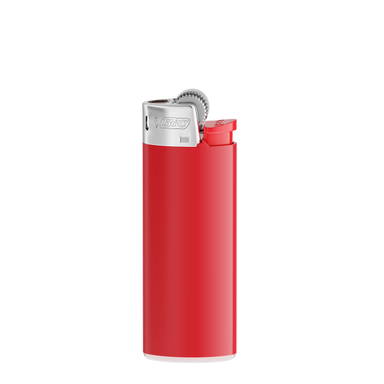BIC J25 aansteker mini - Rode houder - witte basis - rood drukknopje  - chroomkap