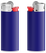BIC J25 aansteker mini - Donkerblauwe houder - witte basis - rood drukknopje  - chroomkap