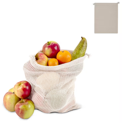 Herbruikbaar groente en fruit zakje OEKO-TEX® katoen ecru 25x30cm