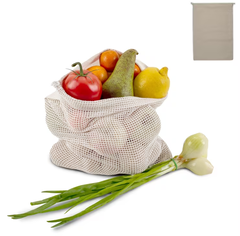 Herbruikbaar groente en fruit zakje OEKO-TEX® katoen ecru 30x40cm