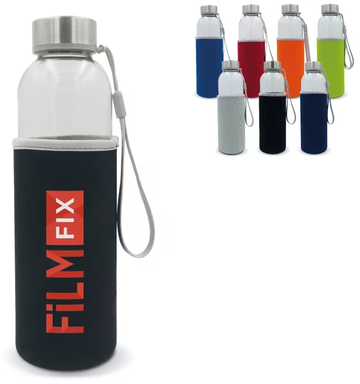 Waterfles glas met sleeve 500ml