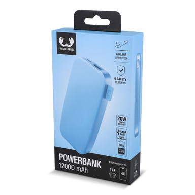 Fresh 'n Rebel Powerbank 12000mAh USB-C Fast Charging 20W - Lichtblauw