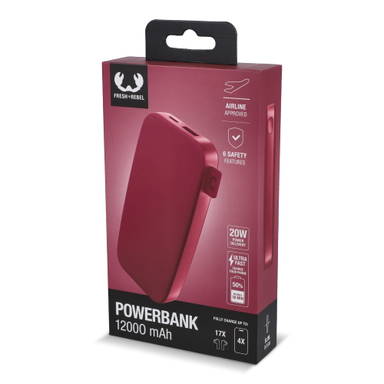 Fresh 'n Rebel Powerbank 12000mAh USB-C Fast Charging 20W - Rood