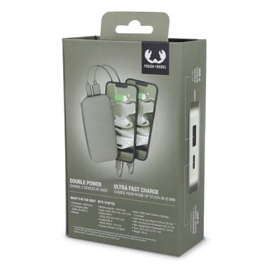 Fresh 'n Rebel Powerbank 12000mAh USB-C Fast Charging 20W - Dried Green