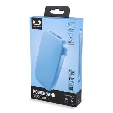 Fresh 'n Rebel Powerbank 18000mAh USB-C Fast Charging 20W - Lichtblauw