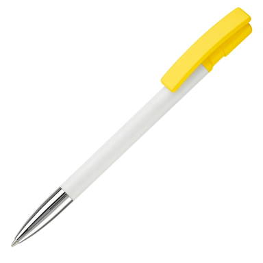 Stylo Toppoint Nash pointe métallique hardcolour - Blanc / Jaune