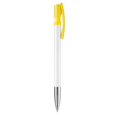 Stylo Toppoint Nash pointe métallique hardcolour - Blanc / Jaune