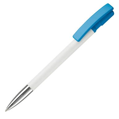 Stylo Toppoint Nash pointe métallique hardcolour - Blanc / Bleu clair
