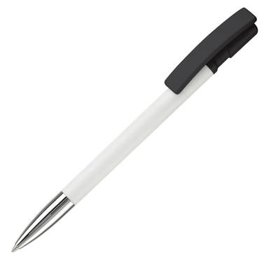 Stylo Toppoint Nash pointe métallique hardcolour - Blanc / Noir