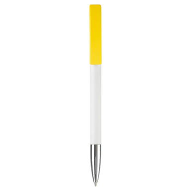 Stylo Toppoint Nash pointe métallique hardcolour - Blanc / Jaune