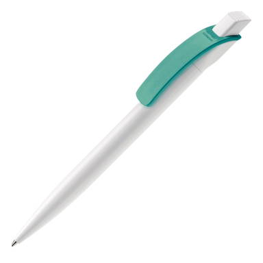 Toppoint Cube hardcolour balpen - Wit / Turquoise