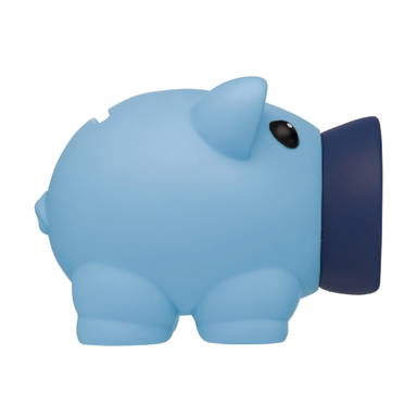 Petit cochon tirelire en plastique - Bleu clair