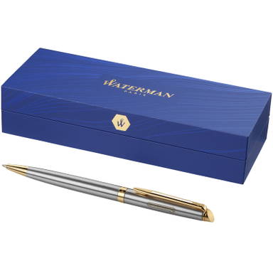 Waterman Hémisphère Steel Kugelschreiber (blaue Tinte) - Silber/Gold