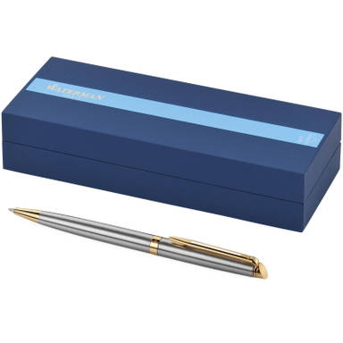Waterman Hémisphère Steel Kugelschreiber (blaue Tinte) - Silber/Gold